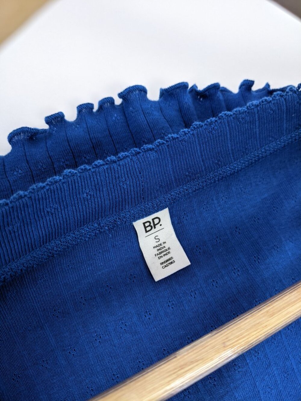 BP. Womens V-neck with Open Button-detail Placket Long Sleeve Top Royal blue - S - Picture 4 of 5